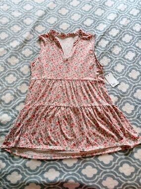 NWT Sonoma Maternity Pink Floral Tiered Sleeveless Tank Size M